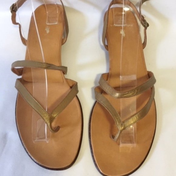 Ralph Lauren Gold Color Leather Thong Sandal - Picture 2 of 8